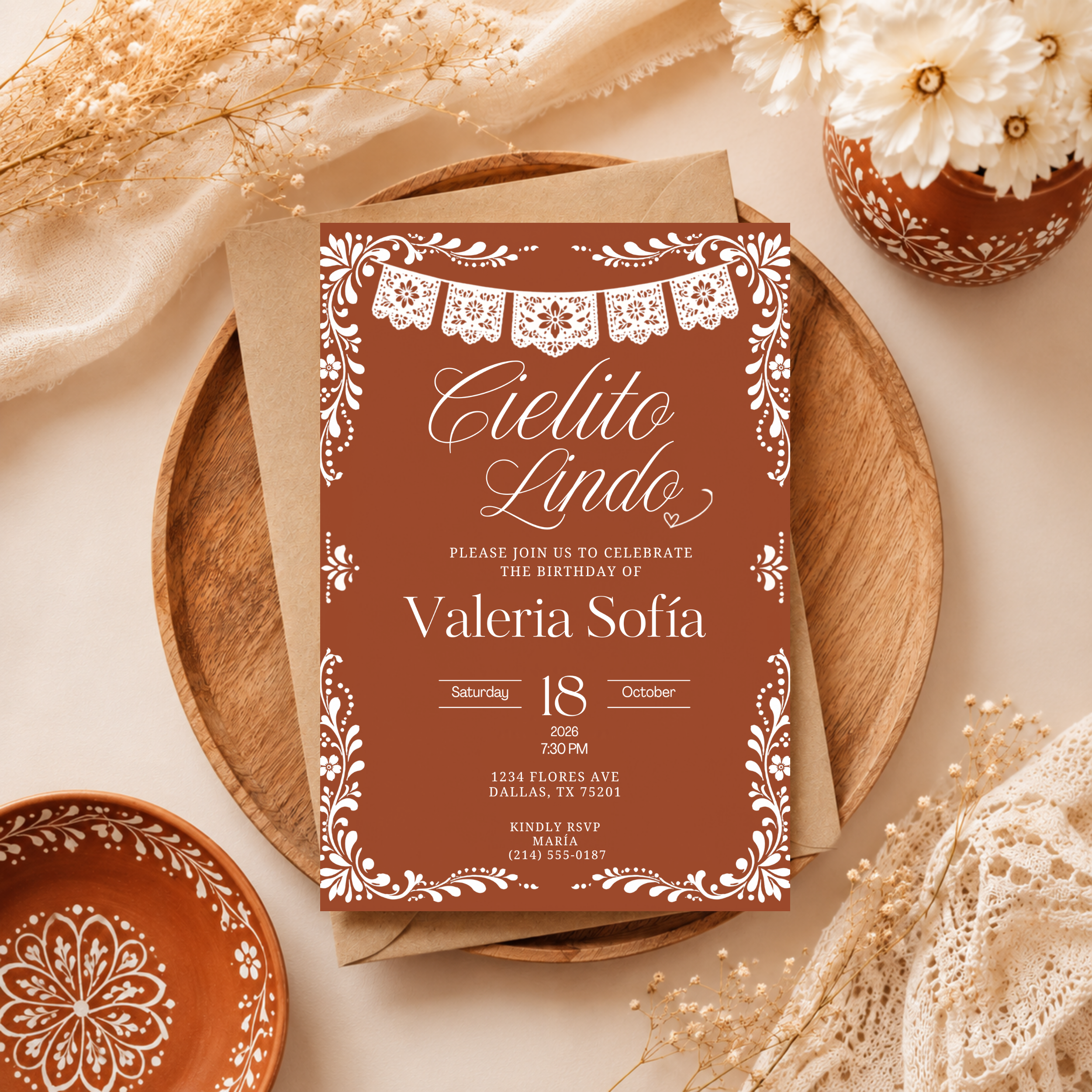 Cielito Lindo Birthday Invitation | English & Spanish Editable Canva Template