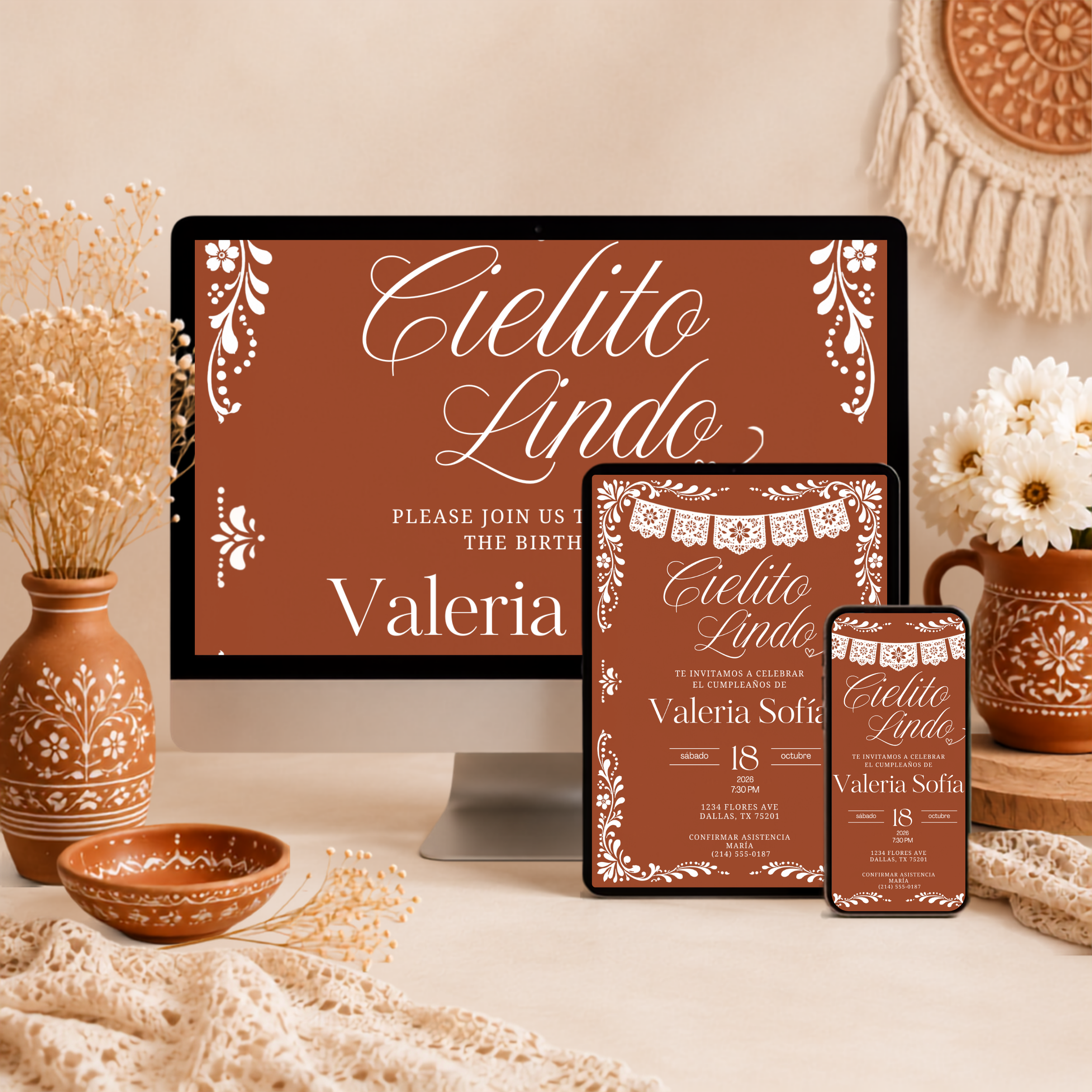 Cielito Lindo Birthday Invitation | English & Spanish Editable Canva Template