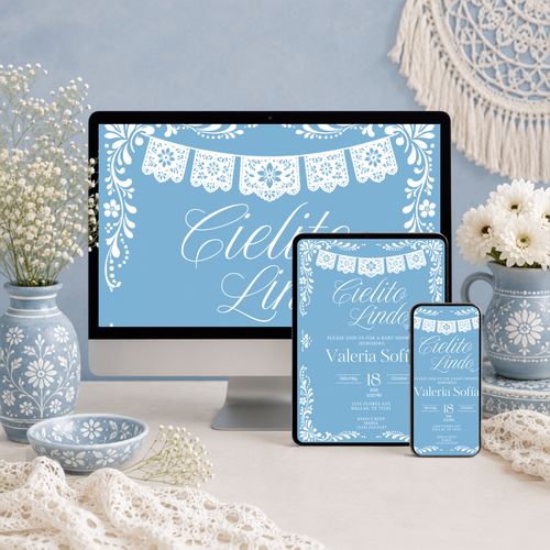 Blue Cielito Lindo Baby Shower Invitation | English & Spanish
