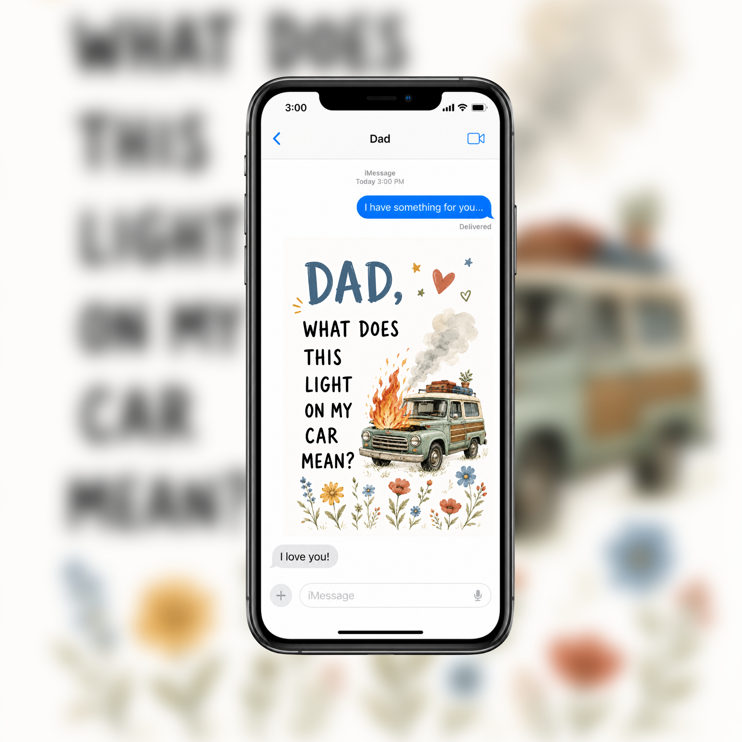 Funny Dad Car Trouble Father’s Day Card | Printable PDF