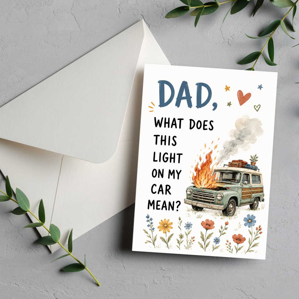 Funny Dad Car Trouble Father’s Day Card | Printable PDF