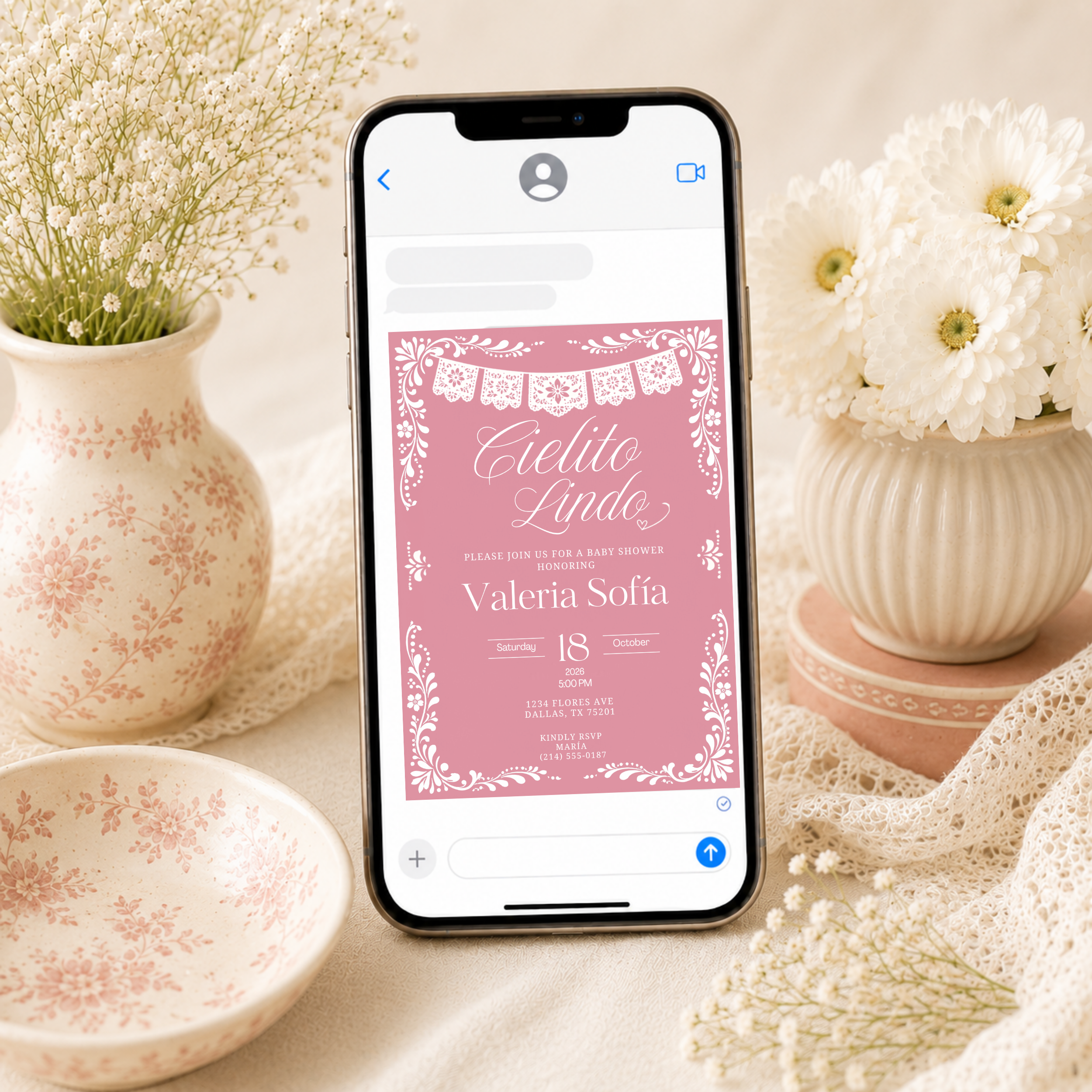 Pink Cielito Lindo Birthday Invitation | English & Spanish Editable Canva Template