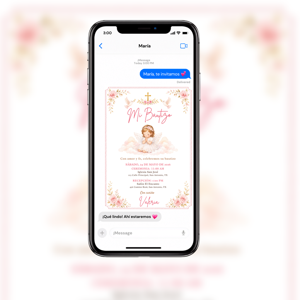 Mi Bautizo Girl Baptism Invitation | Editable Canva Template