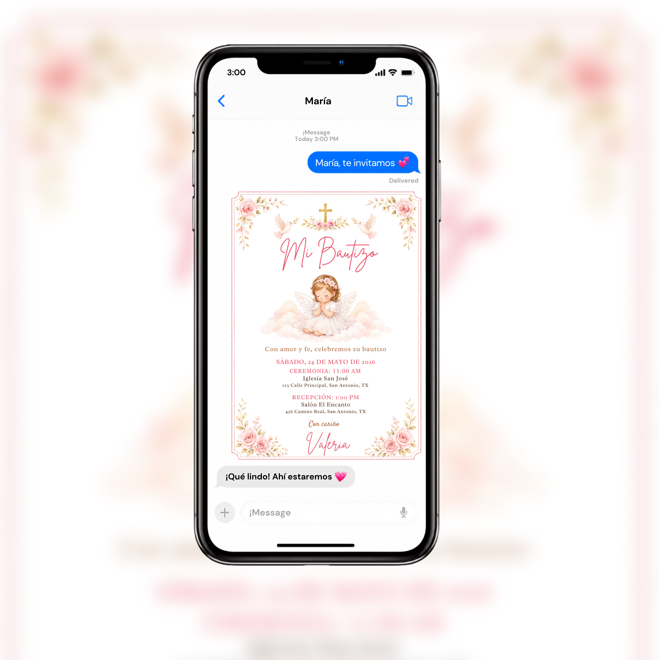 Mi Bautizo Girl Baptism Invitation | Editable Canva Template