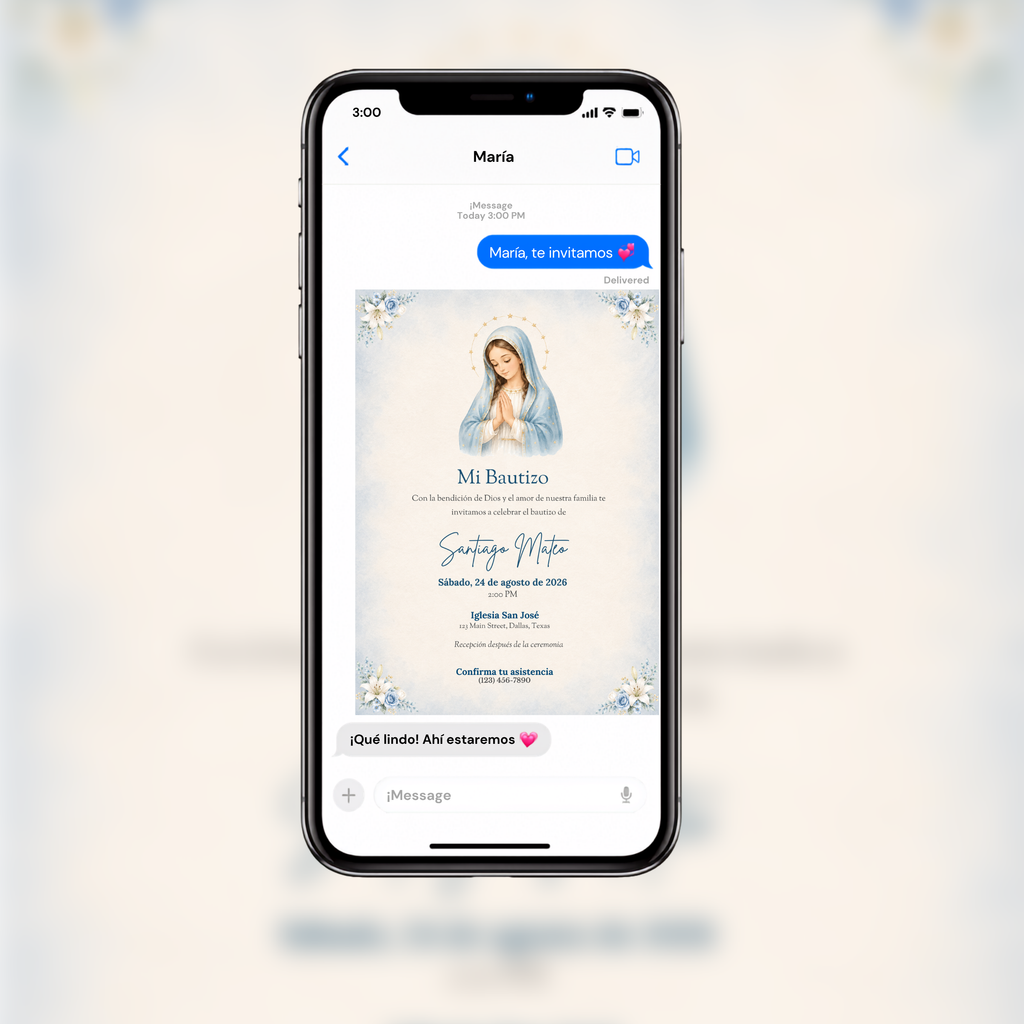 Mi Bautizo Boy Baptism Invitation | Editable Canva Template