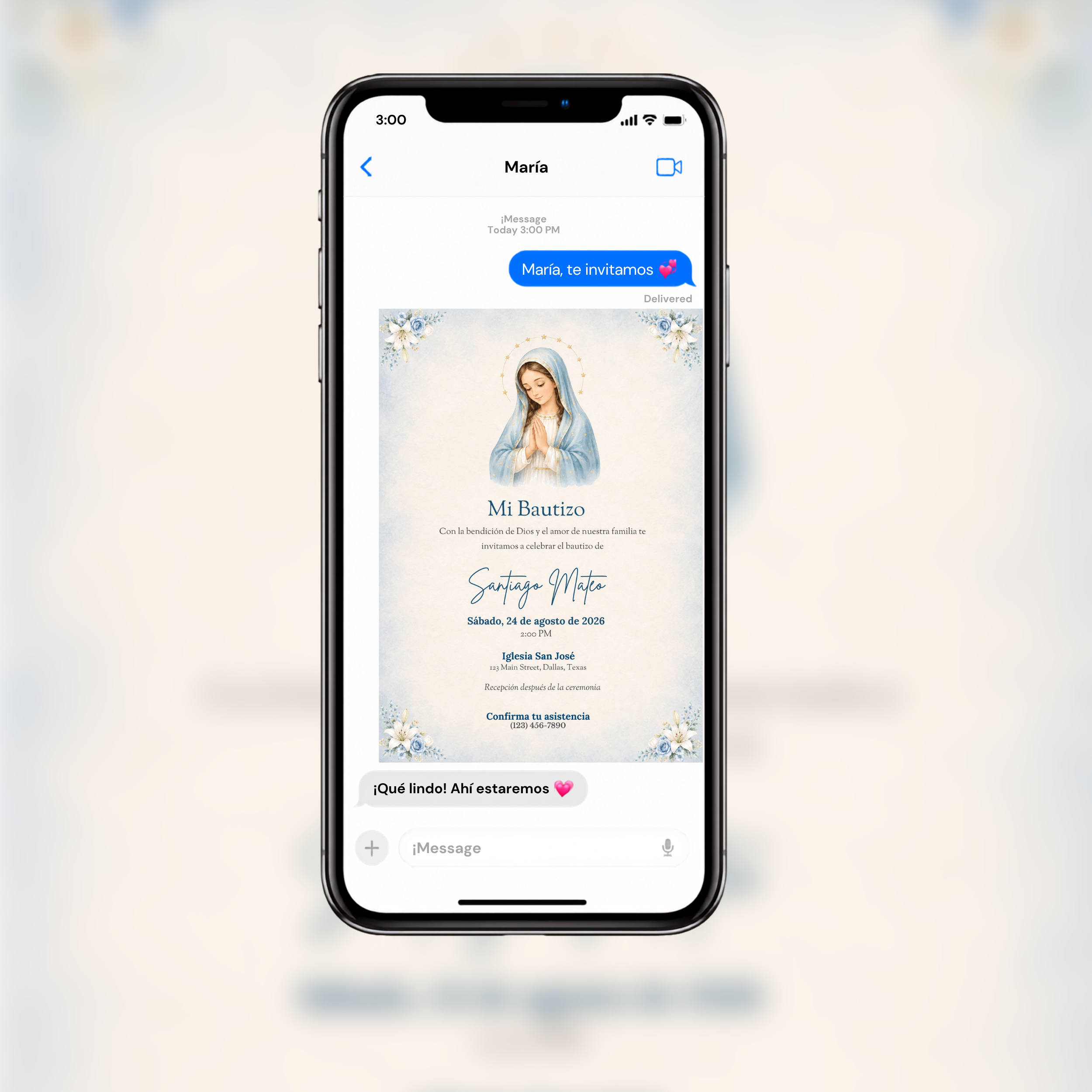 Mi Bautizo Boy Baptism Invitation | Editable Canva Template