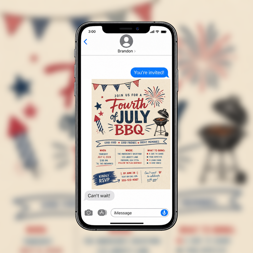 Fourth Of July BBQ Invitation | Editable Canva Template
