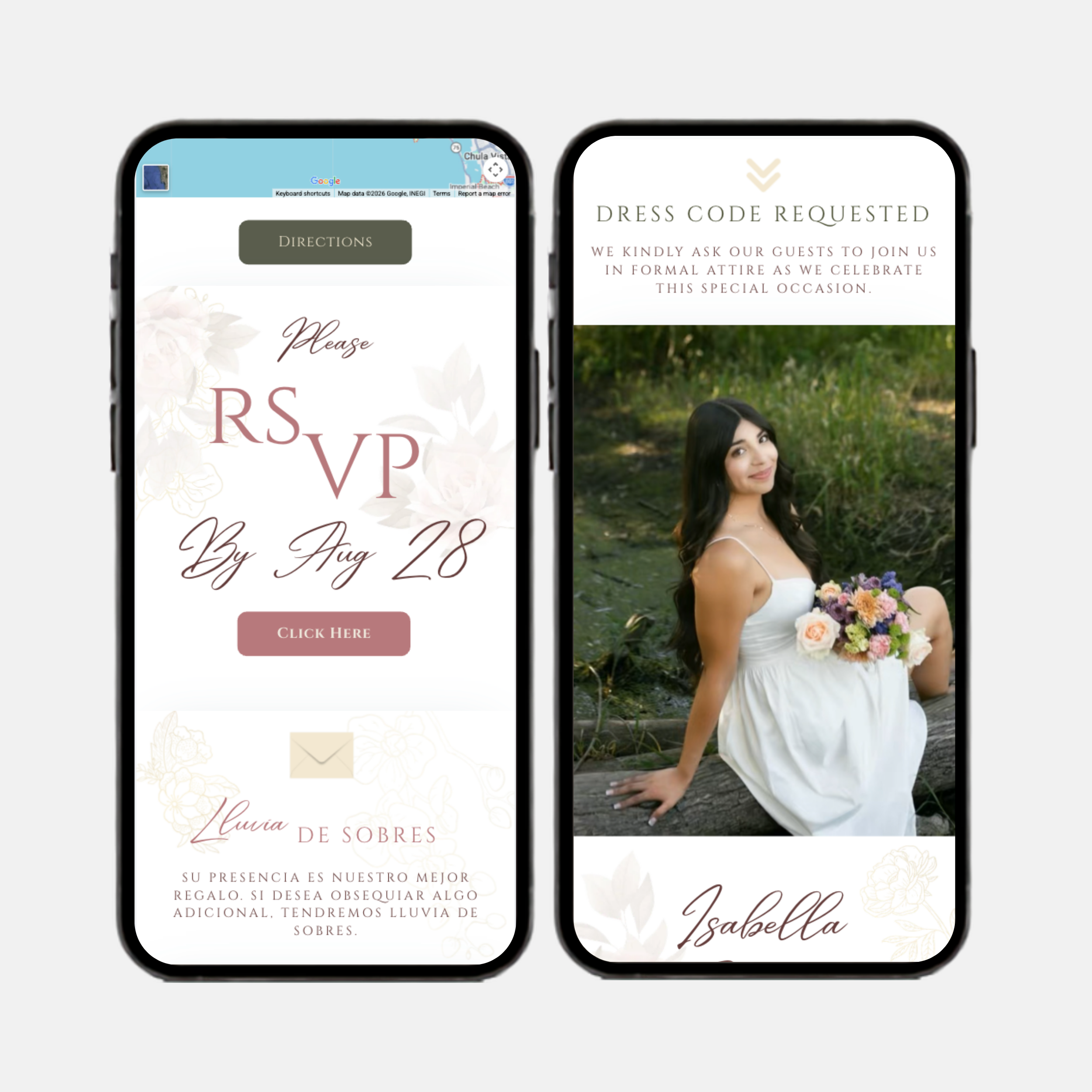 Blush Rose Quinceañera Website Invitation