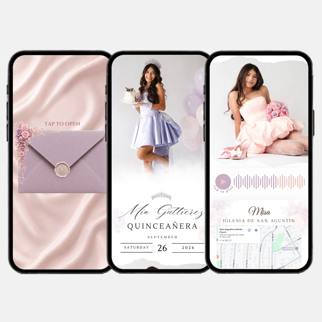 Pink & Lilac Quinceañera Interactive Invitation
