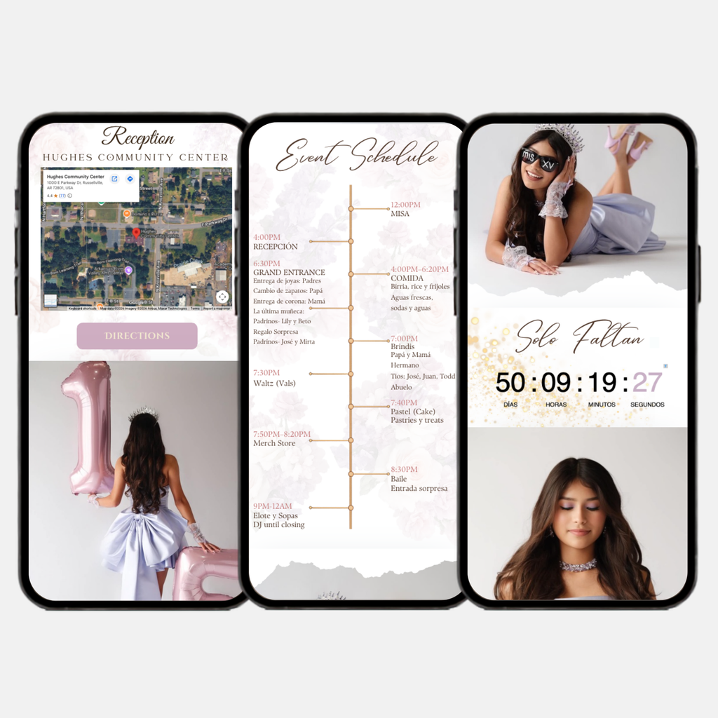Pink & Lilac Quinceañera Interactive Invitation