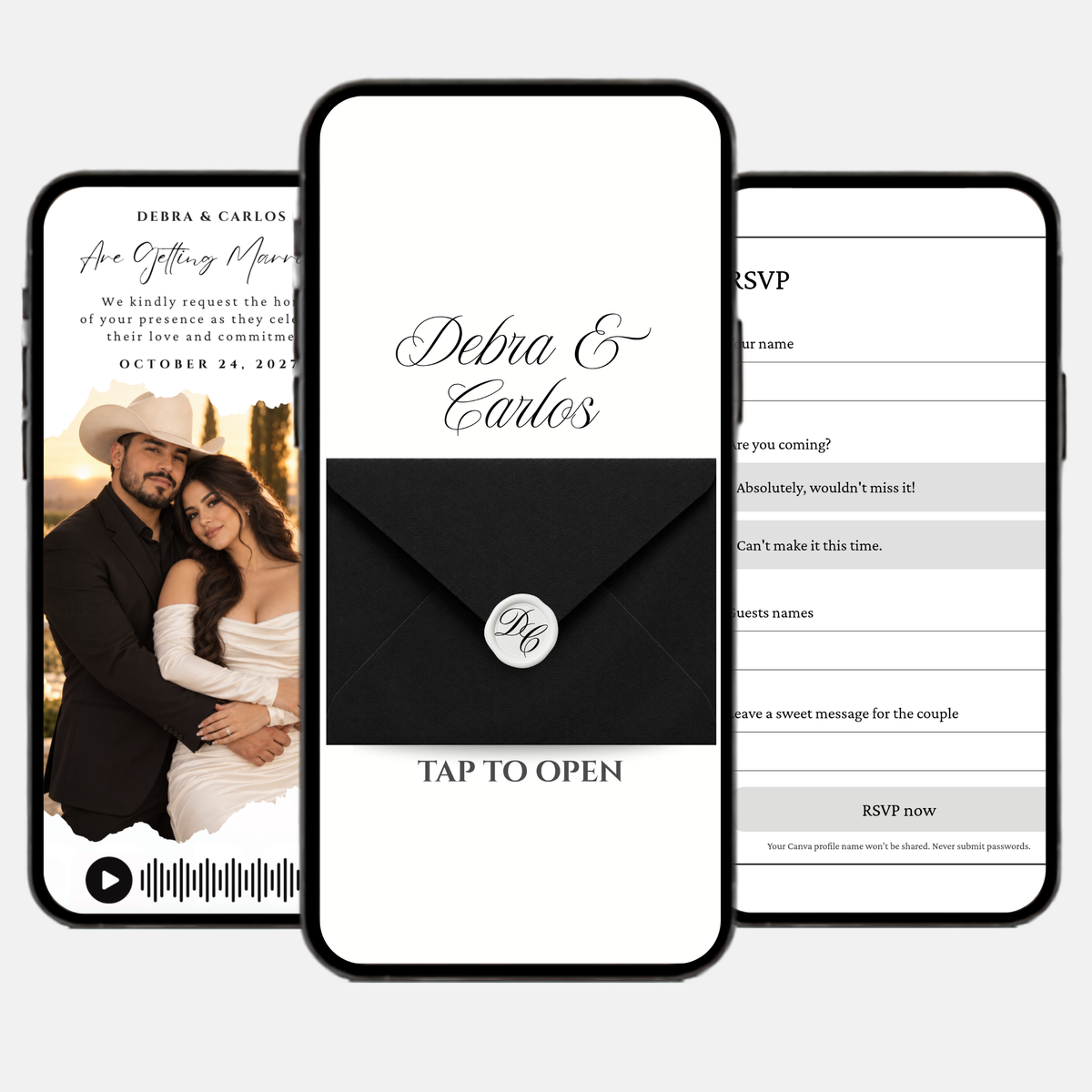 Classic Black & White Wedding Interactive Invitation