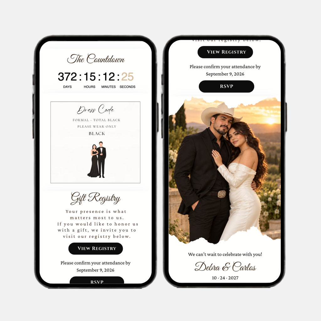 Classic Black & White Wedding Interactive Invitation