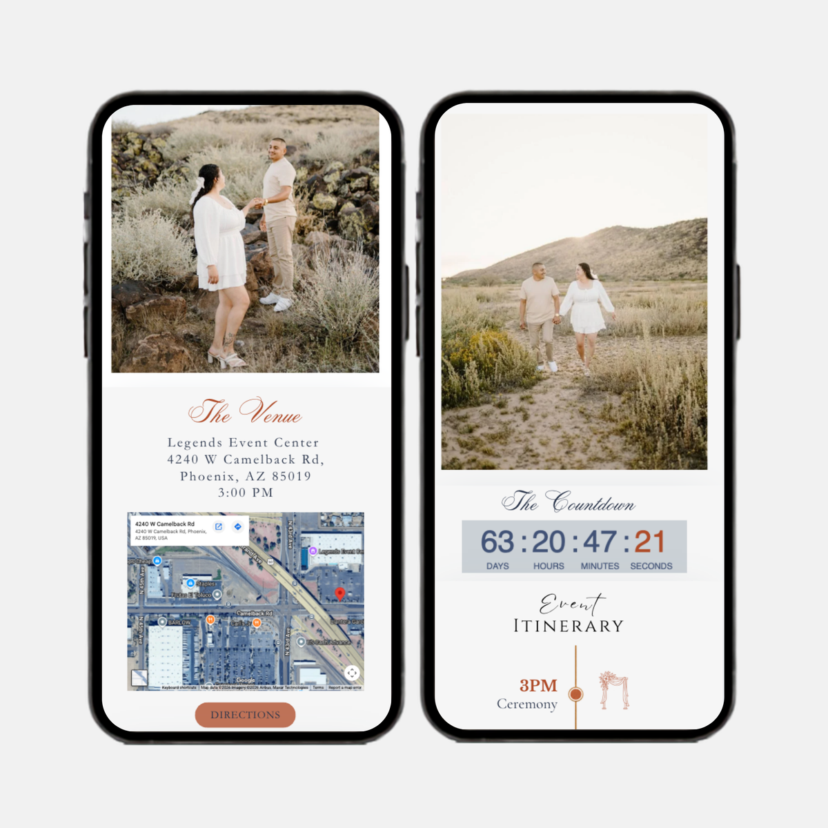 Burnt Orange & Navy Wedding Interactive Invitation (English & Spanish)