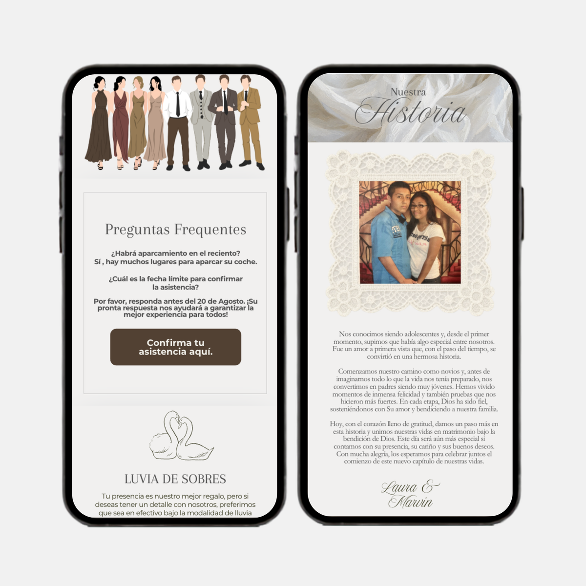 Brown & Ivory Wedding Interactive Invitation (Spanish)
