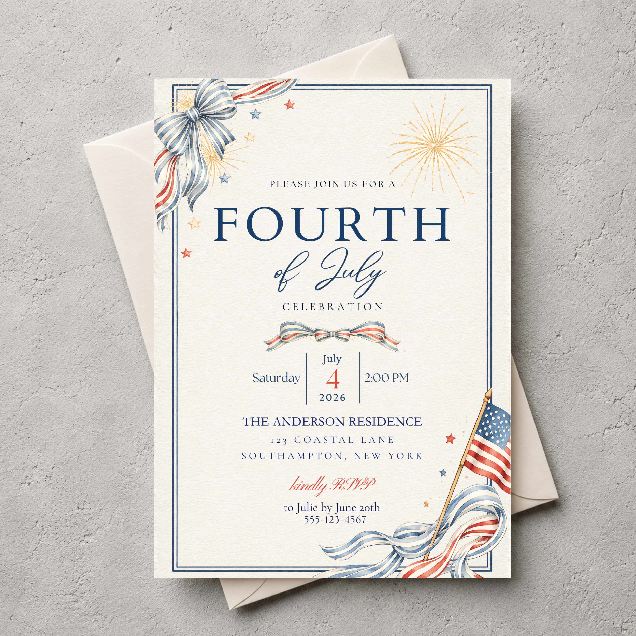 Fourth of July Celebration Invitation | Editable Canva Template