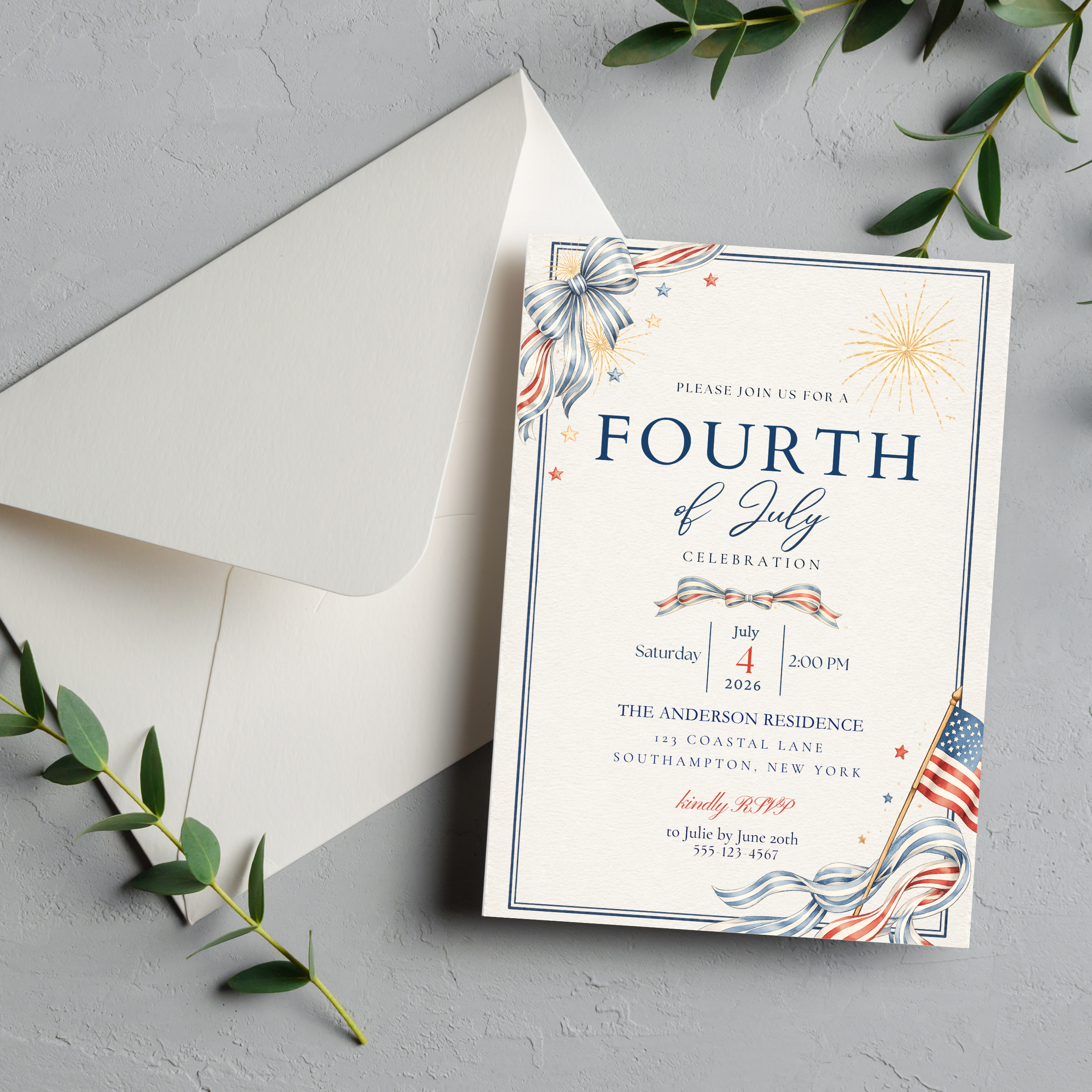 Fourth of July Celebration Invitation | Editable Canva Template