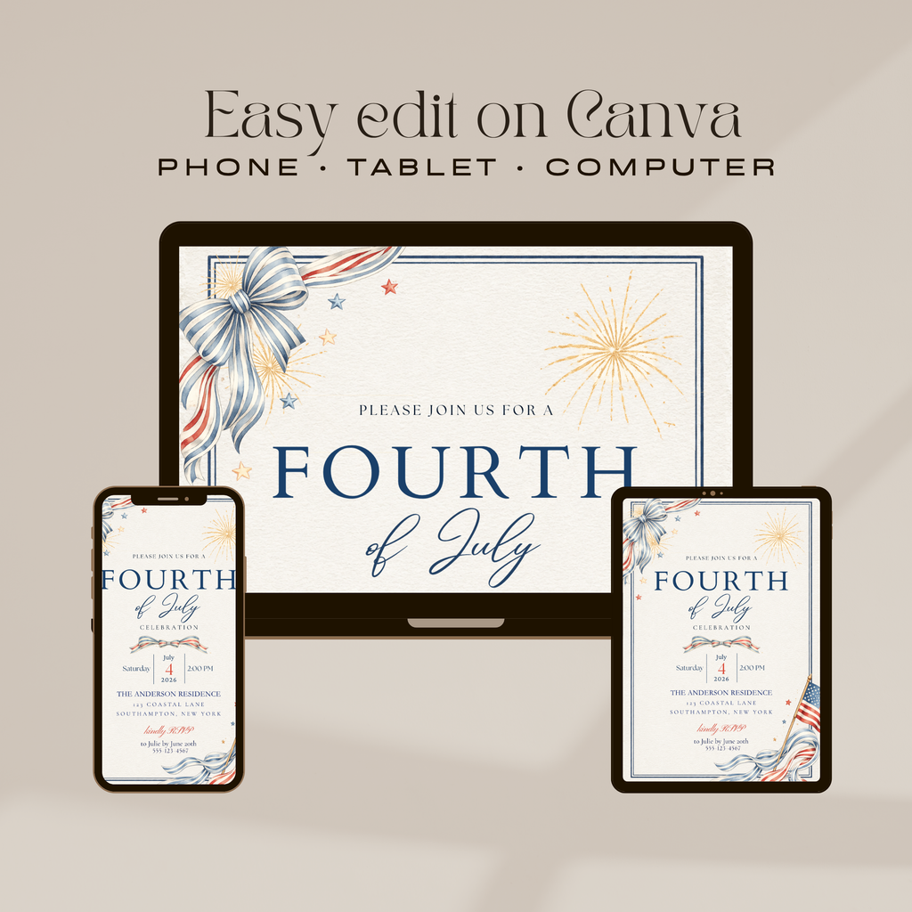Fourth of July Celebration Invitation | Editable Canva Template