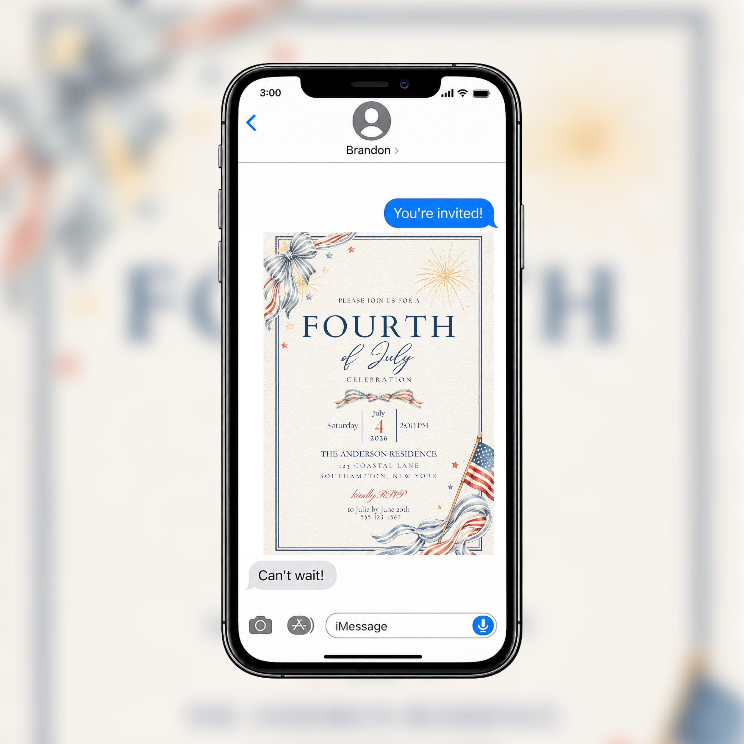 Fourth of July Celebration Invitation | Editable Canva Template