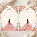Champagne & Blush Quince Invitation Bundle (English & Spanish)