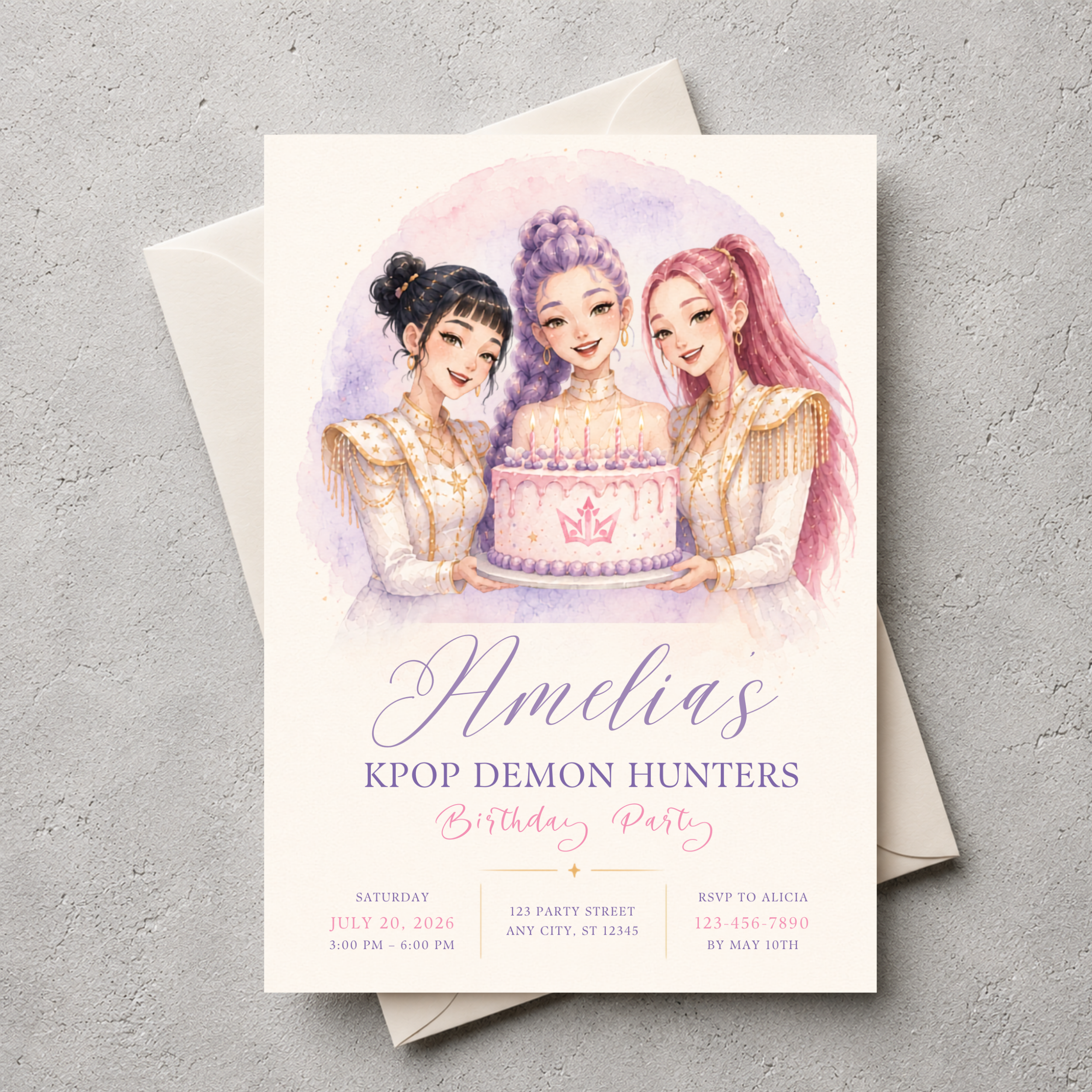 K-Pop Demon Hunters Birthday Party Invitation | Editable Canva Template