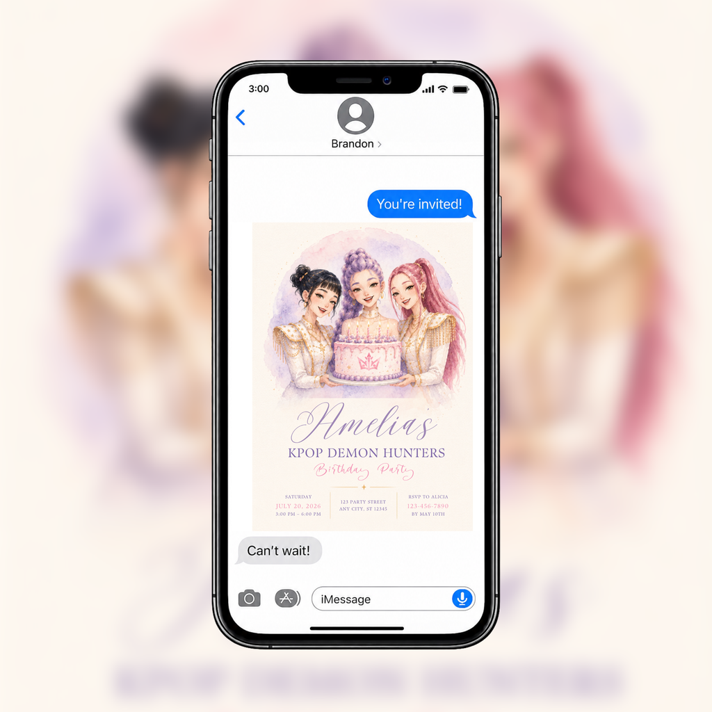 K-Pop Demon Hunters Birthday Party Invitation | Editable Canva Template