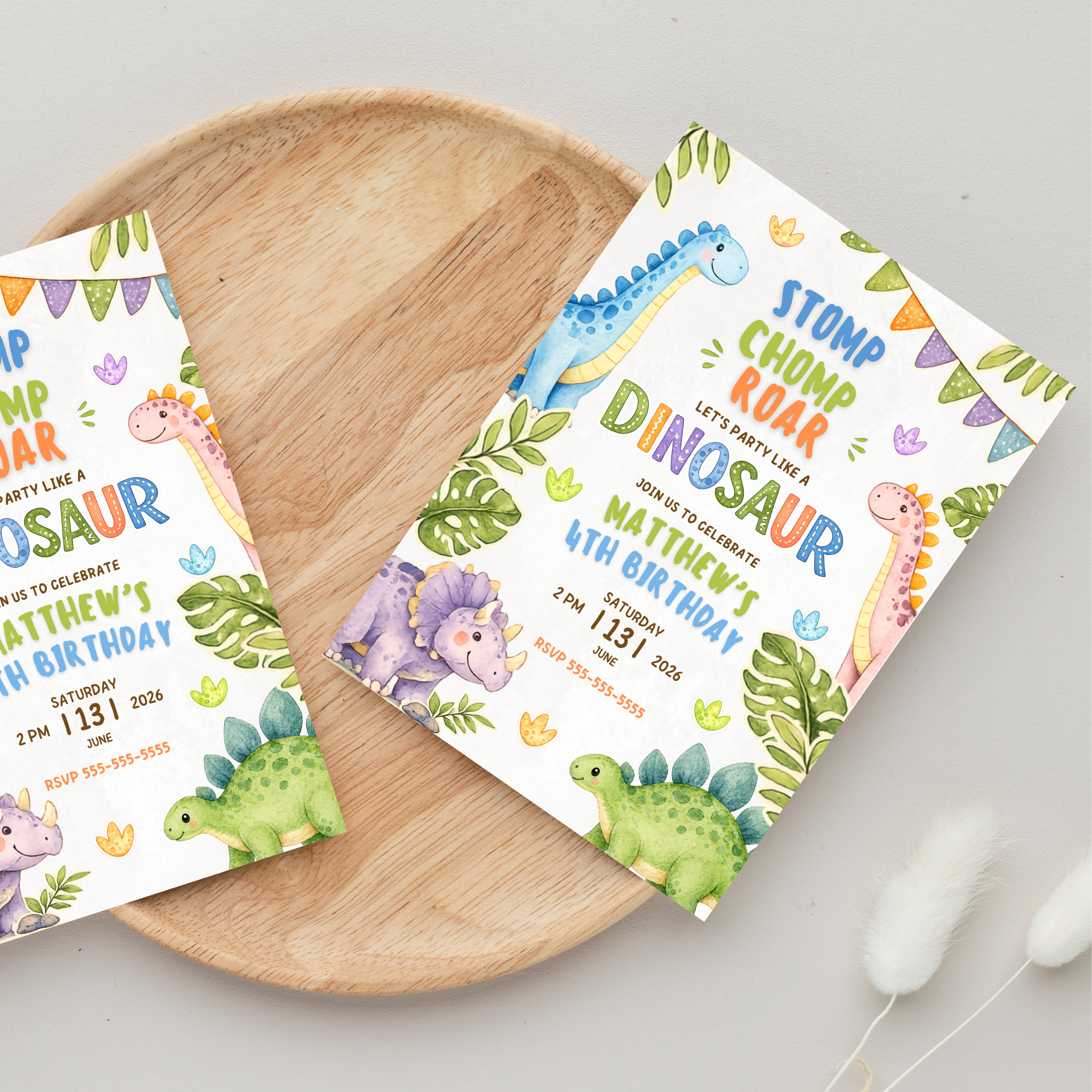Dinosaur Birthday Invitation | Editable Canva Template