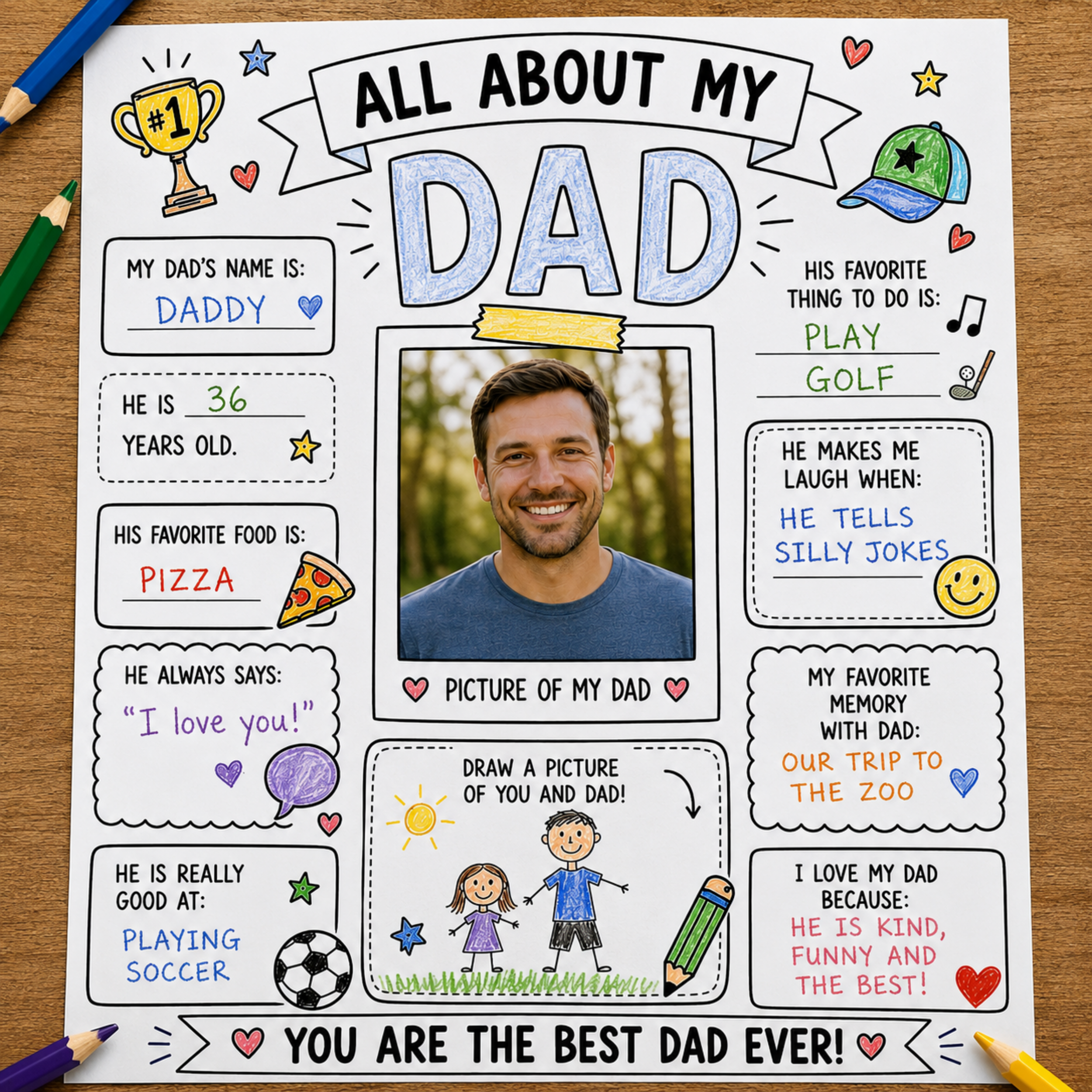 All About My Dad Father’s Day Worksheet | Printable PDF