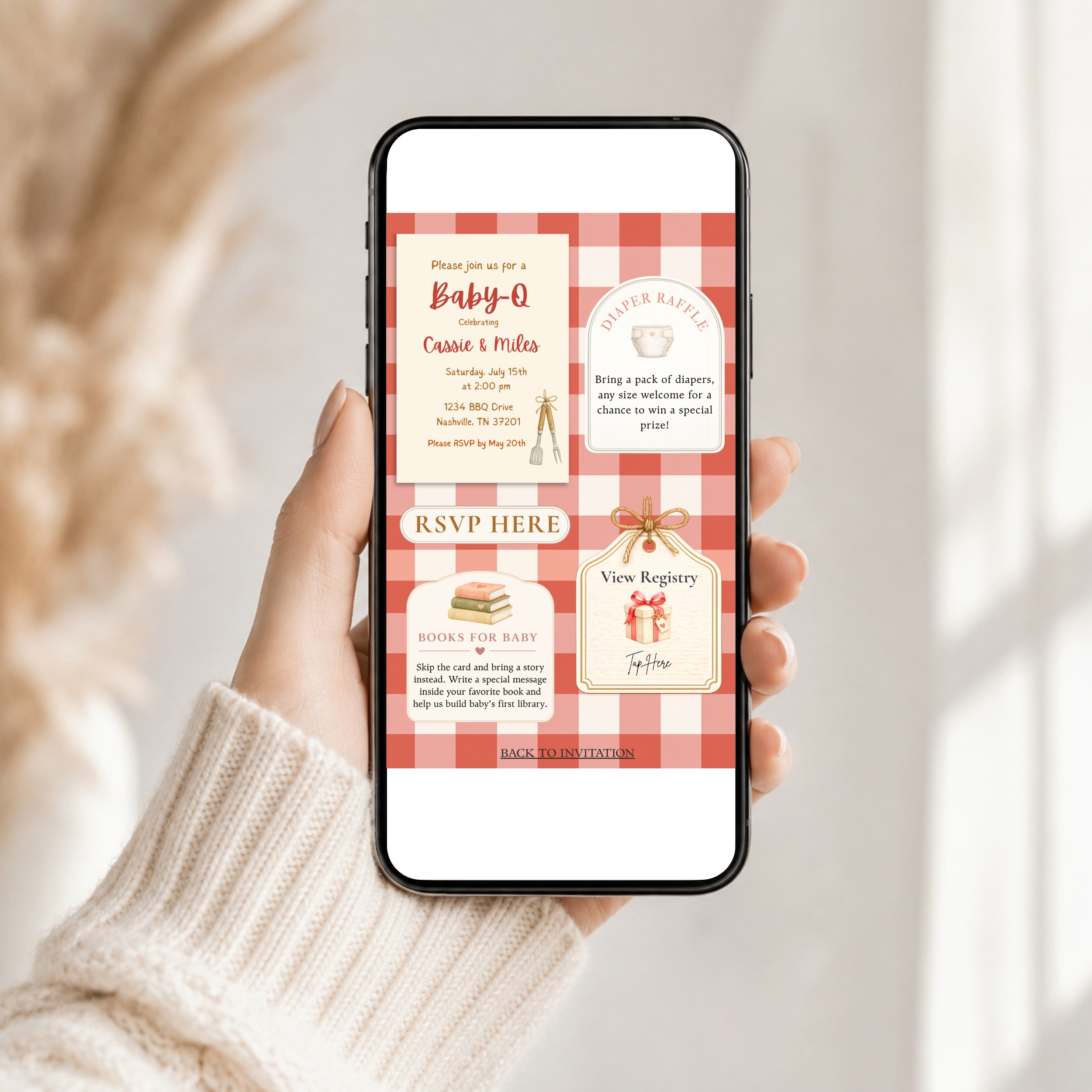 Baby-Q Baby Shower Interactive Invitation | Editable Canva Template