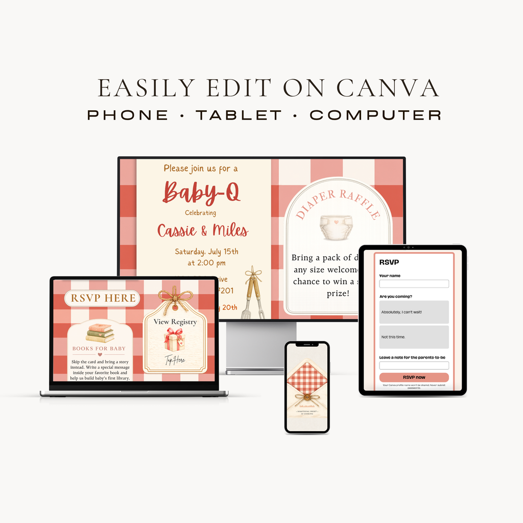 Baby-Q Baby Shower Interactive Invitation | Editable Canva Template