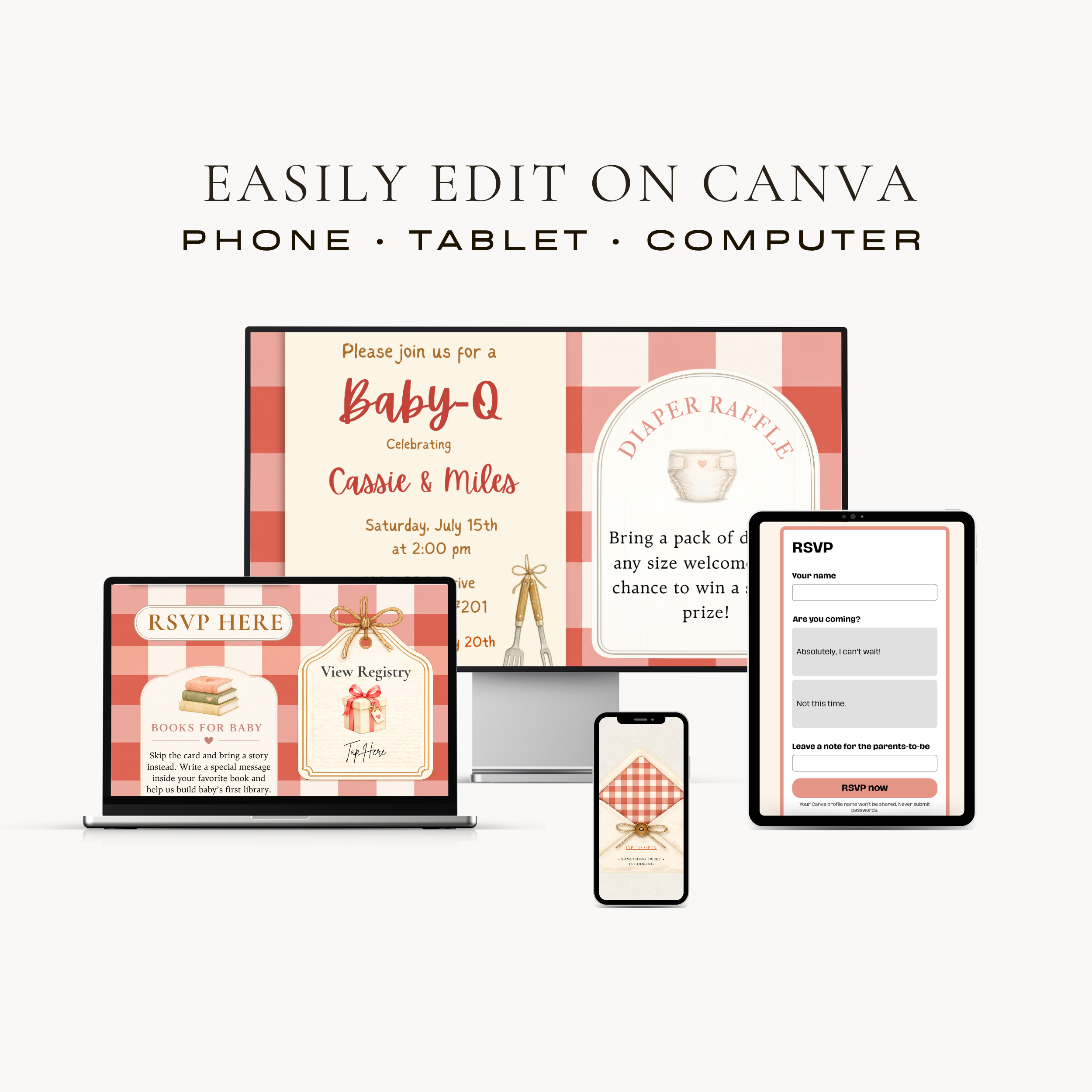 Baby-Q Baby Shower Interactive Invitation | Editable Canva Template