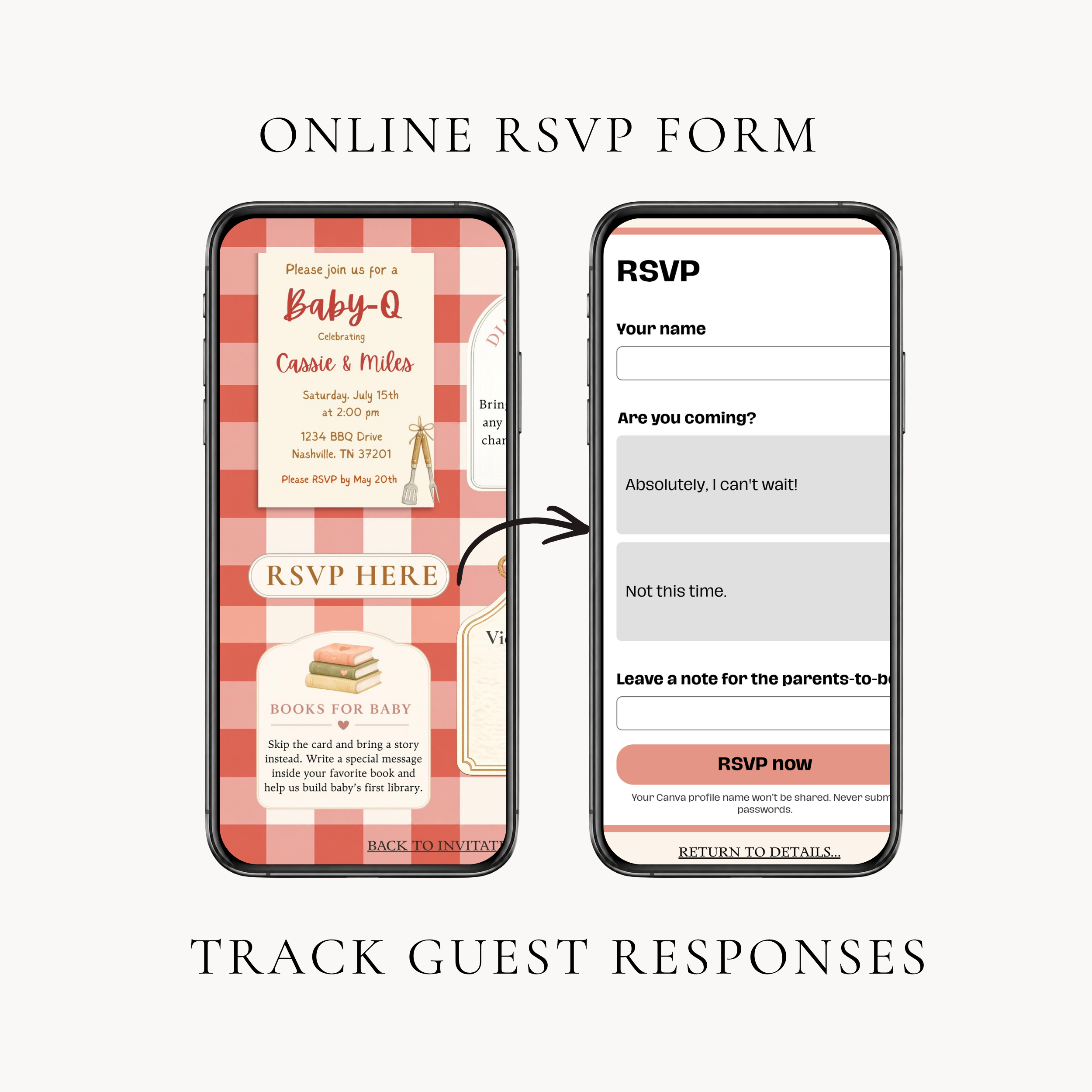 Baby-Q Baby Shower Interactive Invitation | Editable Canva Template