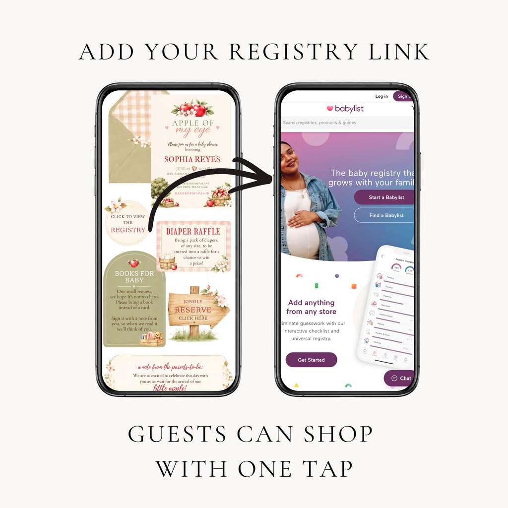 Apple of My Eye Baby Shower Interactive Invitation | Editable Canva Template