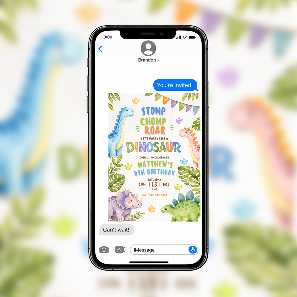 Dinosaur Birthday Invitation | Editable Canva Template