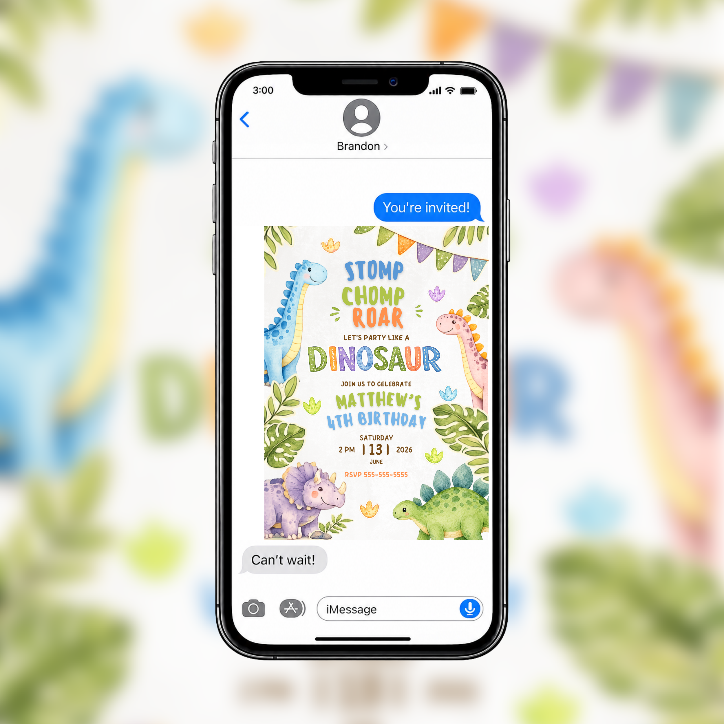 Dinosaur Birthday Invitation | Editable Canva Template