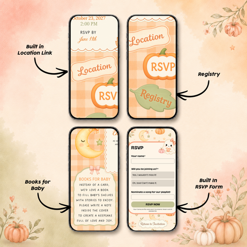 A Little Boo Is Due Baby Shower Interactive Invitation | Editable Canva Template