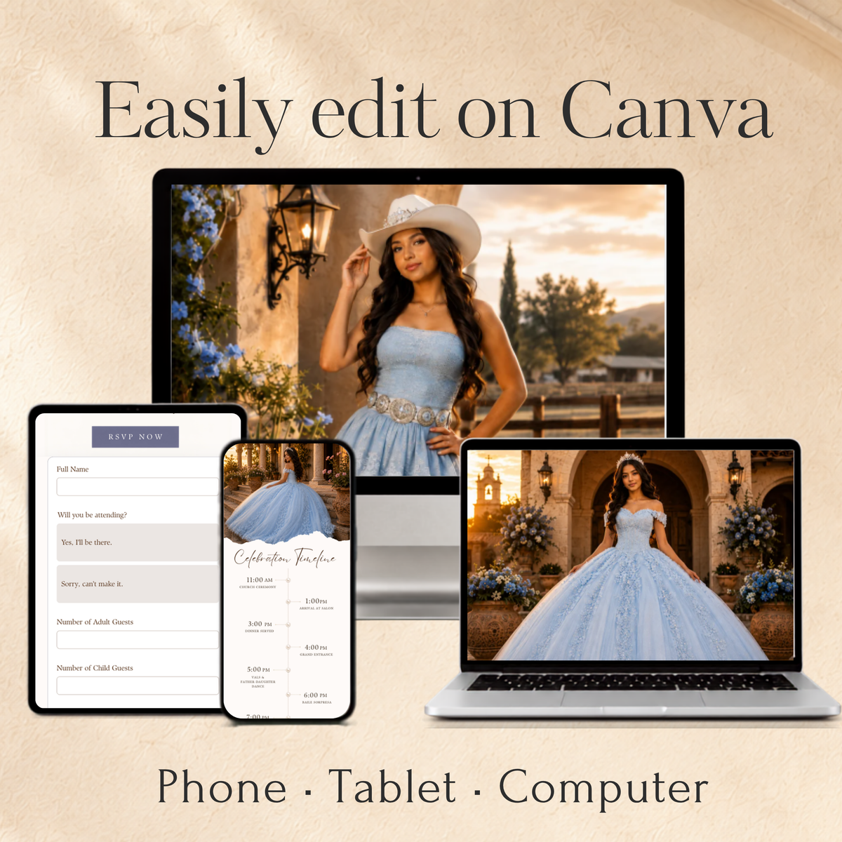 Blue Quinceañera Interactive Invitation