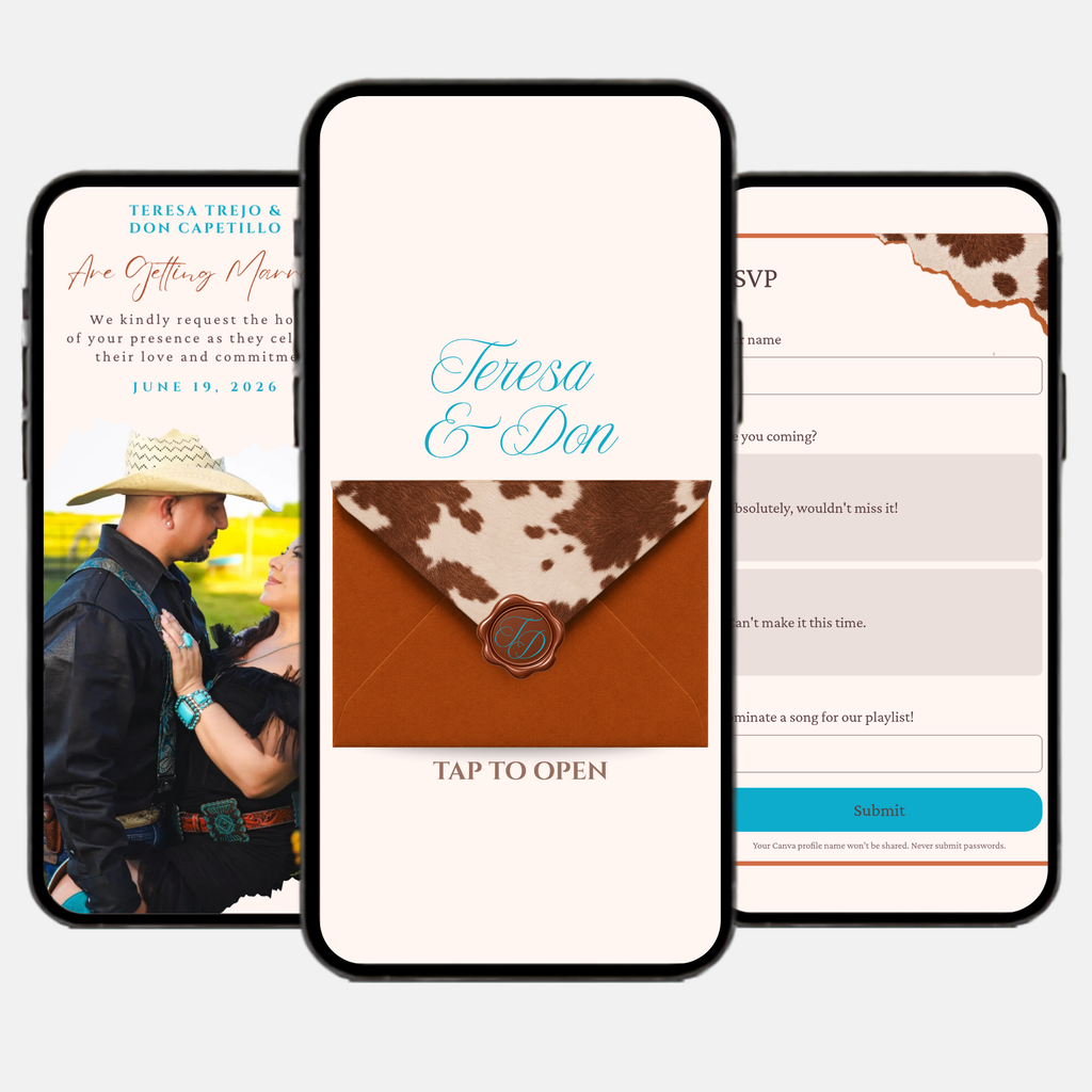 Teal & Burnt Orange Wedding Invitation