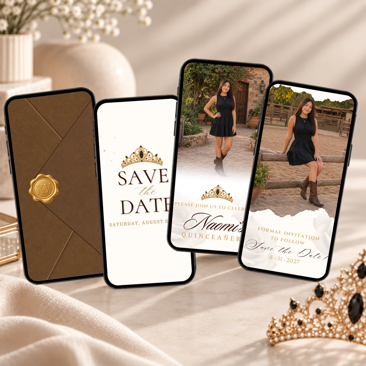 Vaquera Quinceañera Save the Date (English)