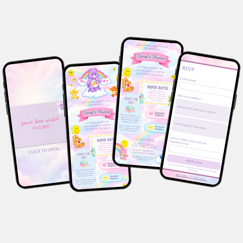 Care Bears Baby Shower Interactive Invitation