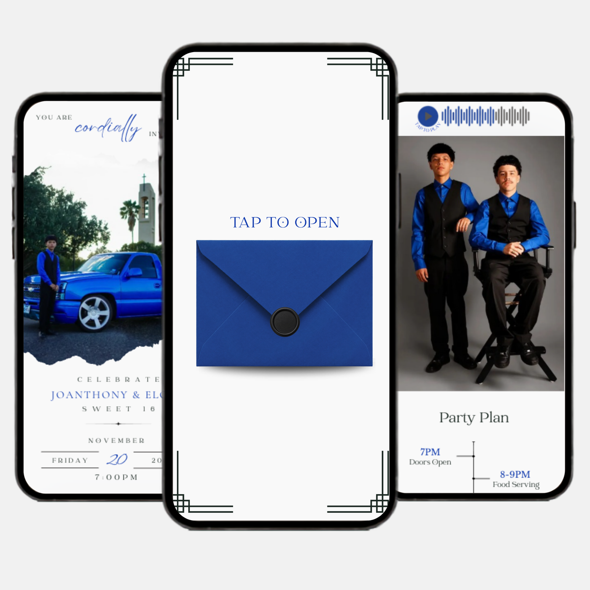 Royal Blue & Black Sweet 16 Invitation