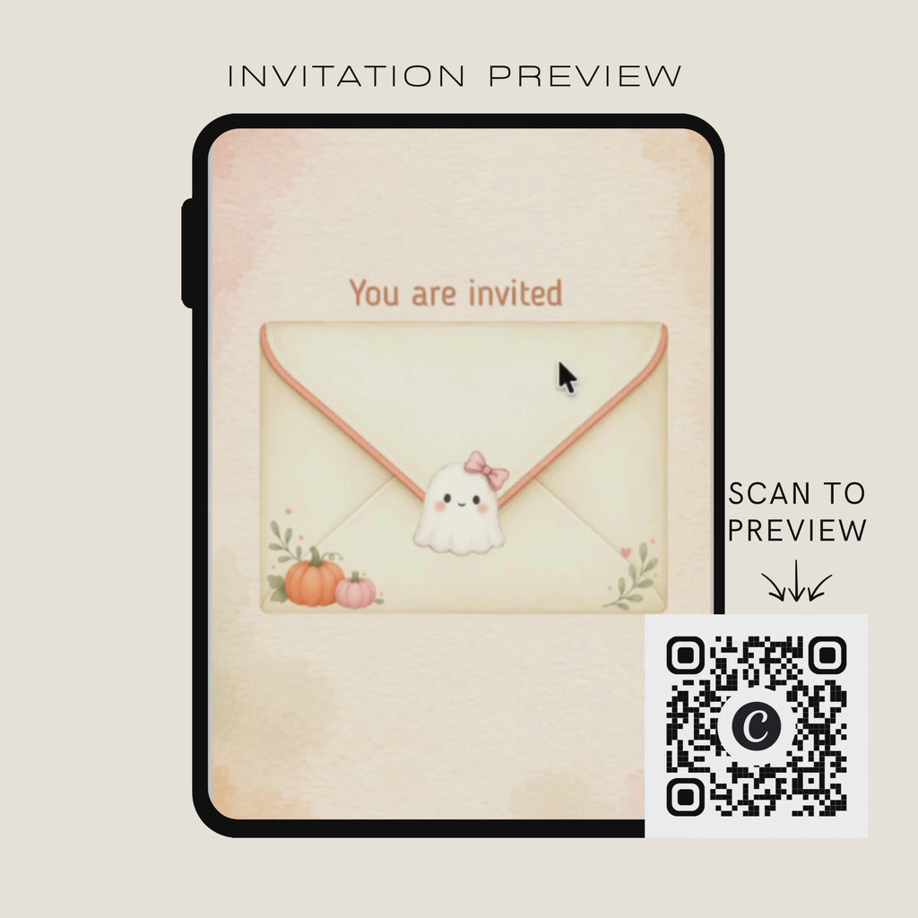 A Little Boo Is Due Baby Shower Interactive Invitation | Editable Canva Template