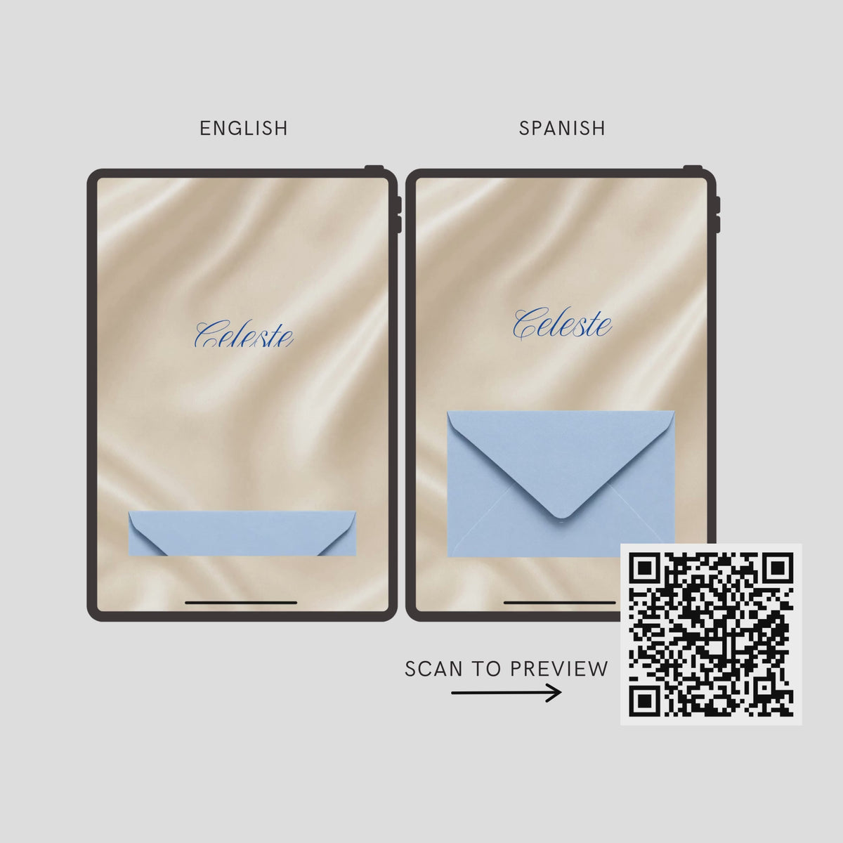 Baby Blue & Navy Western Quinceañera Interactive Invitation (English & Spanish)