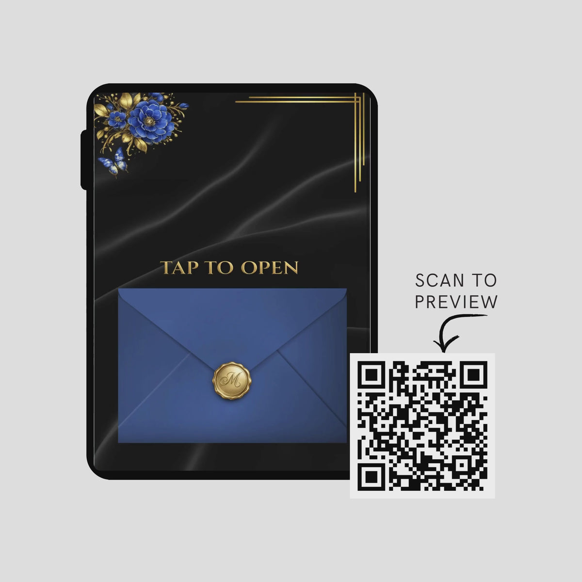 Blue & Gold Quinceañera Interactive Invitation